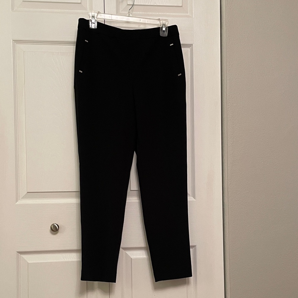 C EST. 1946 Medium Black Pull Up Dress Pants Trousers Silver Metal Accents